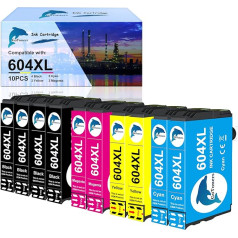 GoToners 604 XL kasetnes saderīgas ar Epson 604 604XL kasetnēm Expression Home XP-3200 XP-3205 XP-4200 XP-4205 XP-2200 XP-2205, Workforce WF-2910 WF-2930 WF-2930 WF-2935 WF-2950 (Iepakojumā ar