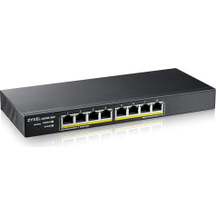 Zyxel GS1915-8EP, 8-Port GbE PoE Smart Hybrid Mode Switch, Standalone or NebulaFlex Cloud, 60 Watt 802.3at, Desktop, Fanless