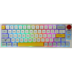 EPOMAKER TH66 PRO karsti nomaināma RGB trīs režīmu mehāniskā spēļu tastatūra ar PBT taustiņiem, 2200 mAh, pogu vadība Mac/PC (White Theory, Gateron Pro Black)