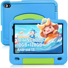 FIRMAST Kinder Tablet 10 Zoll, Tablet für Kinder mit Android 13, 10 GB RAM + 128 GB ROM, TF 1 TB, GMS-Zertifiziert, 6000 mAh, Kids Tablet mit Kindersteuerung, Bildungssystem, Dual-Kamera, WiFi, Blau