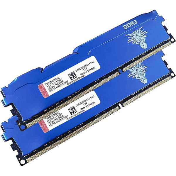 DDR3 8GB rinkinys (4GBx2) staliniams kompiuteriams skirta 1600MHz PC3-12800 UDIMM atmintis, be buferizavimo 1,5 V 2Rx8 Dual Rank 240 Pin CL11 kompiuterio atminties modulių rinkinys (mėlyna)