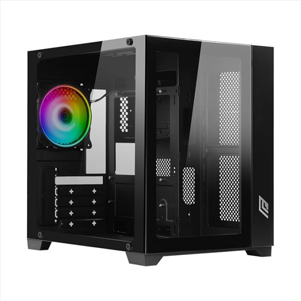 Noua Vision Z2 Mini Black Case Micro ATX PC Gaming Mini Tower 0.60mm ARGB LED ventilators Adresējams Divu kameru struktūra USB 3.0 Rūdīts priekšējais un sānu stikls