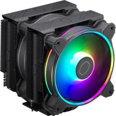 Cooler Master Hyper 622 Halo CPU gaisa dzesētājs - alumīnija apdare, 6 kompakti, nepārtraukti, tieša kontakta siltumcaurules, dubults torņa radiators, divi Halo² ventilatori, ARGB noteikšana, LGA1700 un AM5 - melns