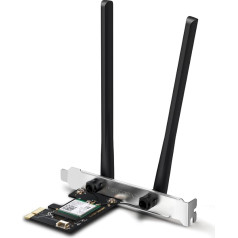 Mercusys MA80XE AX3000 Wi-Fi 6 Bluetooth 5.2 PCIe adapteris, Wi-Fi 2402 Mb/s (5 GHz) + 574 Mb/s (2,4 GHz), Intel WiFi 6 mikroshēma, WPA3, saderīgs ar Windows 10, 11 (64bit)