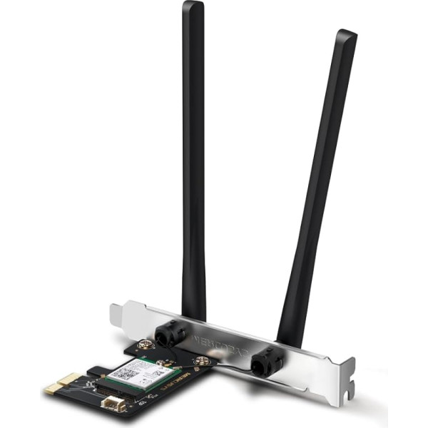 Mercusys MA80XE AX3000 Wi-Fi 6 Bluetooth 5.2 PCIe adapteris, Wi-Fi 2402 Mb/s (5 GHz) + 574 Mb/s (2,4 GHz), Intel WiFi 6 mikroshēma, WPA3, saderīgs ar Windows 10, 11 (64bit)