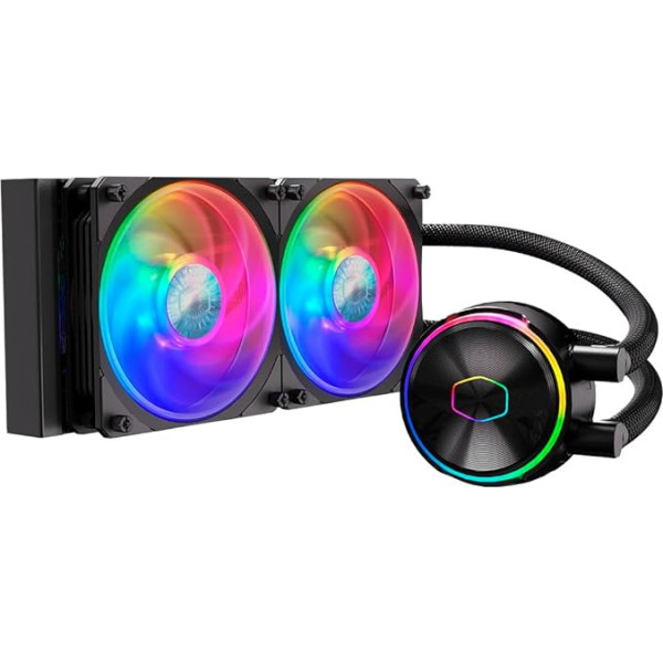 Cooler Master Master MasterLiquid PL240 Flux CPU dzesētājs - AIO ūdens dzesētājs ar 2 x 120 mm ventilatoriem, 240 mm dzesētājs ar ARGB kontrolieri (2. paaudze) - AMD un Intel saderīgs darbvirsmas datoriem