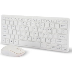 2.4G Wireless Keyboard Mouse Set, Portable Ultra Thin Keyboard with Keyboard Protection, 78 Keys Keyboard and Mouse Combination for Office Gaming Notebooks with Micro USB Receiver (White)