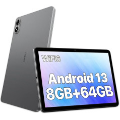 UMIDIGI G1 TAB Android 13 10.1 collu planšetdators, 8GB RAM(4GB+4GB), 64GB ROM(1TB TF), RK3562 Quad Core Gaming Tablet ar 6000 mAh akumulatoru, 8MP+8MP, BT5.0, WiFi 6, Grau