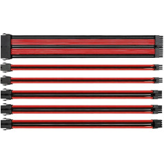 Thermaltake TtMod AC-033-CN1NAN-A1 Verlängerungskabel für ATX/EPS/8-polige PCI-E/6-polige PCI-E mit Kämmen, Rot/Schwarz