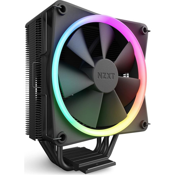 NZXT T120 RGB Air Cooler - RC-TR120-B1 - CPU Air Cooler - 120 mm Fan - Direct Contact Technology - 4 Copper Heatpipes - Optional 2 Possible - Suitable for Intel and AMD Socket - Black