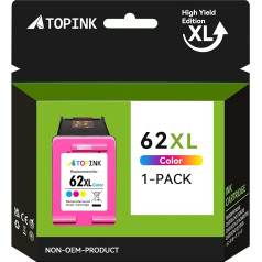 ATOPINK 62XL atjaunota tintes kasetne HP 62XL (1 krāsaina) OfficeJet 250 200 5740 5742 Envy 7640 5540 5640 5646 5544 5545 5660 5548 5547 5541 5 542 5543 5546 5549 Printeris