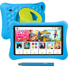 10.1 Inch Children's Tablet, 2 GB RAM, 32 GB ROM, Funtab Tablet Children Child Safe KIDOZ App & Google Play Pre-Installed, Android 10 Tablet for Children with Touch Pen, Child-friendly Case, Blue