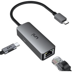 uni USB-C uz Ethernet adapteris 100W PD, 1Gbps Gigabit RJ45 LAN tīkla adapteris ar barošanas avotu - saderīgs ar klēpjdatoru, MacBook Pro/Air, Dell XPS, iPad Pro