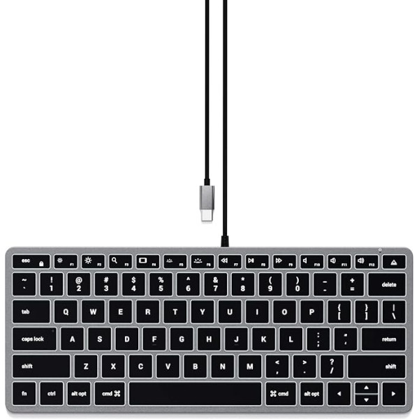 SATECHI Slim W1 vadu tastatūra ar aizmugurējo apgaismojumu - ar apgaismotiem taustiņiem un USB-C portu - paredzēta M2/ M1 MacBook Pro/Air, M2/ M1 iPad Pro/Air, M2 Mac Mini (ASV izkārtojums angļu valodā)