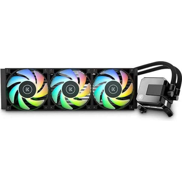 EK AIO Elite 360 mm, D-RGB All-in-One CPU ūdens dzesētājs ar Premium EK-Vardar augstas veiktspējas PMW ventilatoriem, šķidruma dzesēšana, 120 mm ventilators, Intel 115X/1200/2066, AMD AM4