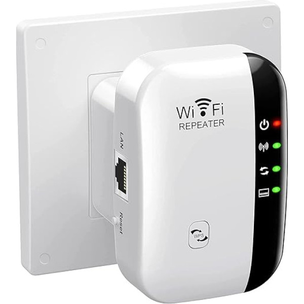 WLAN pastiprinātājs, 2,4GHz WiFi pastiprinātājs ar atkārtotāja/AP režīmu, pastiprinātājs, liela darbības rādiusa pastiprinātājs ar Ethernet portu visām WLAN ierīcēm, 1 taustiņa iestatīšana, piekļuves punkts