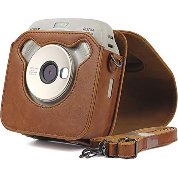 Fujifilm Instax SQUARE SQ20 Vintage PU ādas somiņa fotoaparātam ar plecu siksnu, brūna