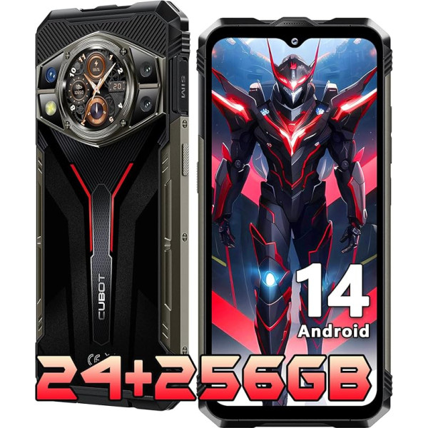 CUBOT Kingkong AX (2024) Āra mobilais tālrunis Android 14 - Āra viedtālrunis bez līguma, 24GB + 256GB/1TB Būvlaukuma mobilais tālrunis, 100MP, 6,58 collu FHD + 120Hz, 1,32 collu aizmugures ekrāns,