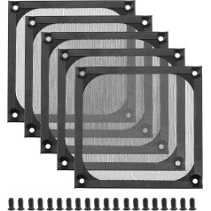 5 gab. filtra režģa PC 120mm ventilatora komplekts ar M5 skrūvēm Asuināšanas putekļu vāks Ventilācijas mazgājams nerūsējošā tērauda melns