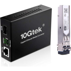 H!Fiber.com Gigabit Ethernet Fibre Optic Media Converter, 1Gb SFP LC Multimode Transceiver (850nm, 550m), 1000Base-SX to 10/100/1000 RJ45, with European Power Adapte and 1Gb SFP Module