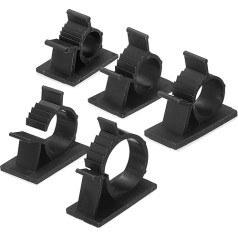 QUARKZMAN 100 Stück Kabelclips, 7,5-25mm Durchmesser Set Selbstklebende Nylon Kabelhalter, Verstellbare Kabelmanagement-Organizer-Klemme für PC Schreibtisch Büro, Schwarz