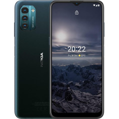 Nokia G21 viedtālrunis 6,5 collu HD+ 90 Hz kadru nomaiņas ātrums Android 11 4 GB RAM/64 GB ROM uSD Atbalsta līdz 512 GB 5050 mAh 50 MP 2 MP Makro 2 MP Dziļums 18 W Ātrā uzlāde Saderīgs ar Nordic Blue