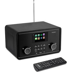 MEDION P85027 Interneta radio (DAB Plus, FM radio, Spotify Connect, WLAN, Bluetooth, straumēšana, ekvalaizeris, krāsu displejs, USB, AUX, modinātājs, Snooze funkcija, miega taimeris) Melns