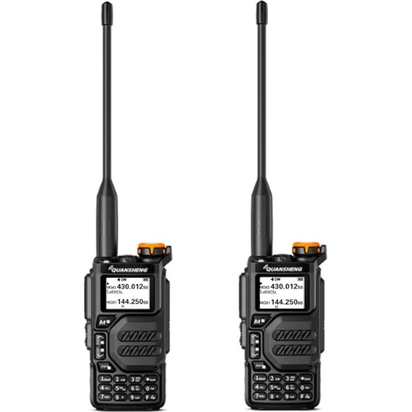 UV-K5 Pārnēsājams divjoslu divvirzienu radio (VHF/UHF) 5W FM Walkie Talkies izeja NOAA Weather Warning (2 gabali)