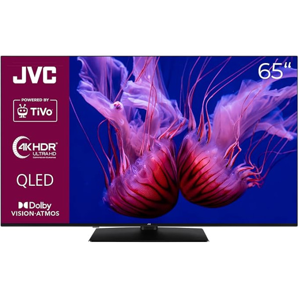 JVC 65 collu QLED TV/Tivo Smart TV (4K UHD, HDR Dolby Vision, Dolby Atmos, MEMC, trīskāršais uztvērējs) LT-65VUQ3455 [2024]