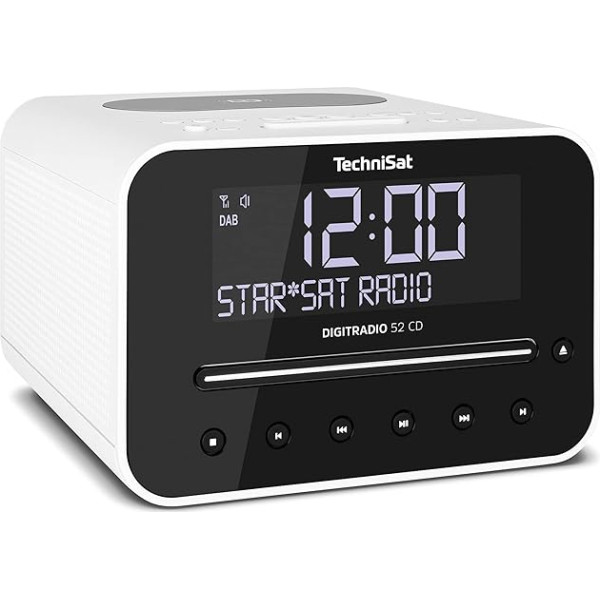 TechniSat TECHNIRADIO 40, DAB+ radio modinātājs, DAB, FM, modinātājs ar diviem regulējamiem modinātāja laikiem, miega taimeris, snaudas funkcija, aptumšojams LCD displejs, USB uzlādes funkcija