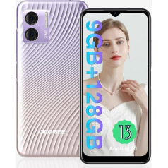 DOOGEE N50S viedtālrunis piedāvājums [2024], 9GB +128GB (1TB TF), Android 13 Lēti mobilie telefoni 6,52 collas, 20MP AI kamera 4G Dual Sim, akumulators 4200mAh, astoņkodolu tālrunis, Face ID, GPS, OTG rozā krāsā