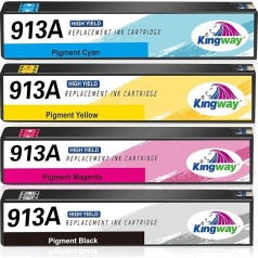 KINGWAY 913A kasetnes saderīgas ar HP 913 HP 913A kasetnes, kas paredzētas HP PageWide Pro 477dw 477dn 377dw 377dn Pro 352dn 452dn MFP 477dw kasetnes MFP 552dw 577dw 577z P55250dw