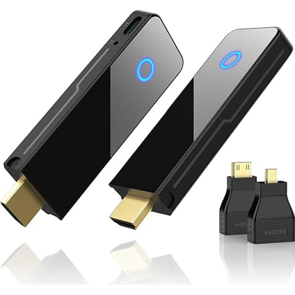 Bezvadu HDMI raidītājs un uztvērējs, Binken 98ft bezvadu HDMI pagarinātāja komplekts, 1080P HD HDMI bez kabeļa, video/ audio straumēšana no klēpjdatora, kameras, PS5, datora uz monitoru, projektoru, HDTV