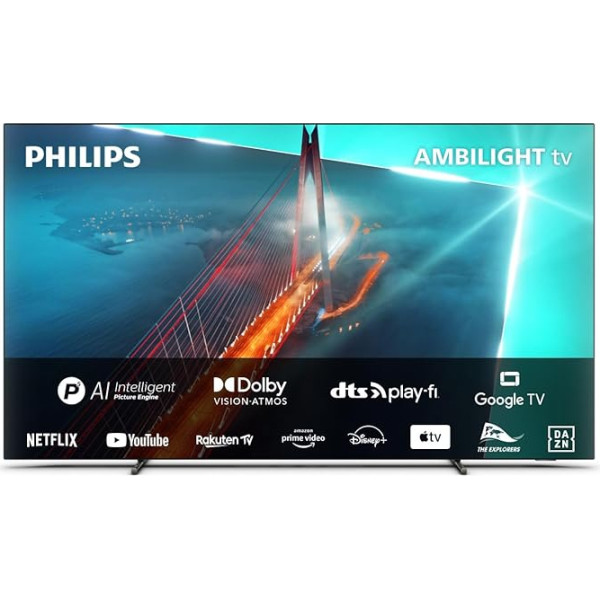 Philips Ambilight TV | 48OLED708/12 | 123 cm (48 Zoll) 4K UHD OLED televizors | 120 Hz | HDR | Dolby Vision | Google TV | VRR | WiFi | Bluetooth | DTS:X | Sprachsteuerung