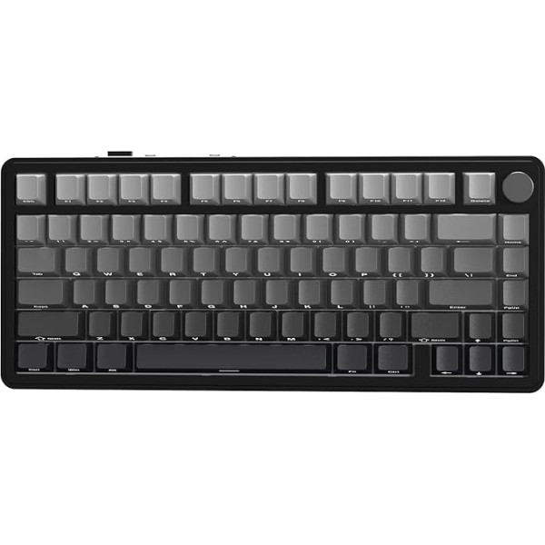 ATTACK SHARK X85 Gasket Mechanische Tastatur mit Drehregler, 75% kabellose Gaming-Tastatur mit fünfschichtiger Polsterung, BT5.0/2.4G/USB-C,RGB, Hot-Swap-fähig, PBT-Tastenkappen (schwarzer)