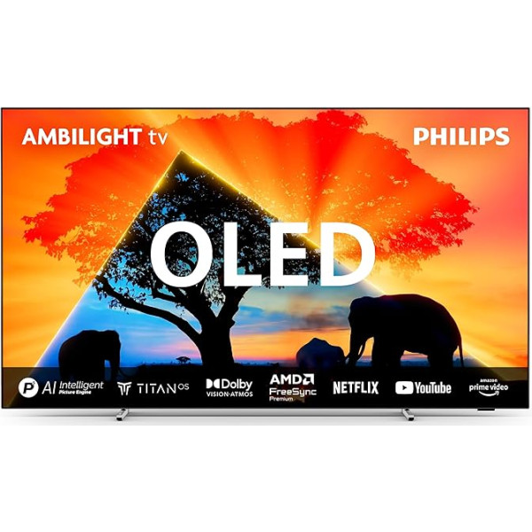 Philips Ambilight 65OLED759 4K OLED Smart TV - 65 zolu displejs ar P5 AI Perfect Picture Ultra HD, Titan OS, Dolby Vision un Dolby Atmos, Funktioniert mit Alexa und Google Sprachassistent