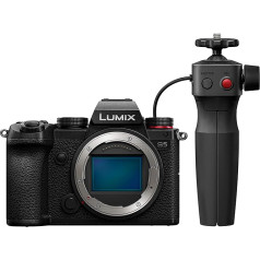 Panasonic LUMIX DC-S5GR-KIT S5 pilnkadra bezspoguļa kameras korpuss, 4K 60P video ierakstīšana ar atlokāmu ekrānu un Wi-Fi, L-mount, 5 asu Dual I.S, (melns) un videogrāfa grips [Amazon ekskluzīvs]