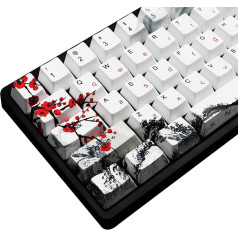 MOLGRIA Taustiņu vāciņu 68 komplekts RK68 GK68 mehāniskajai tastatūrai, pielāgotas PBT OEM OEM profila taustiņu vāciņi japāņu stilā Gateron Kailh Cherry MX Switch ANSI izkārtojuma tastatūrai (Plum Blossom)