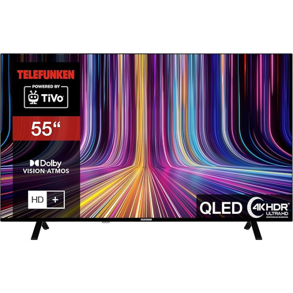 Telefunken QU55TO750S 55 collu QLED TV/TiVo Smart TV (4K UHD, HDR Dolby Vision, Dolby Atmos, HD+, 6 mēneši komplektā, trīskāršs uztvērējs)