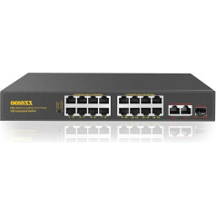 {19 porti} 16 portu PoE komutators +2 gigabitu savienojuma pieslēgvietas + 1 SFP ports, @300W Nevadāmi PoE komutatori 16 portu 802.3af/at saderīgi, Plug and Play Vlan Passthrough PoE+Switch LAN barošanas komutatori