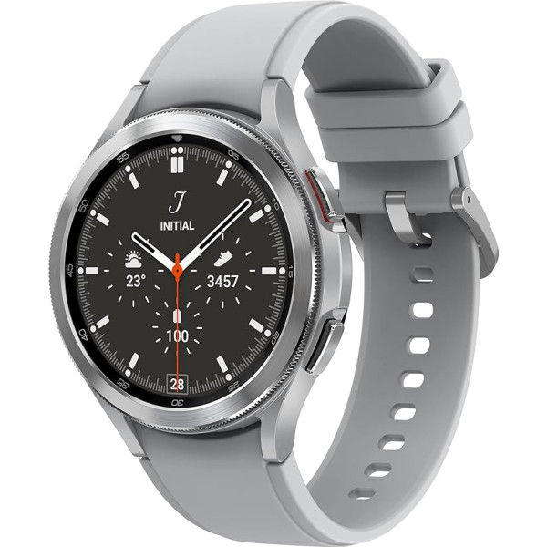 Samsung Galaxy Watch4 Classic Round LTE Smartwatch Wear OS rotējošais rāmiņš Fitnesa pulkstenis Fitnesa sekotājs 46mm sudraba krāsā