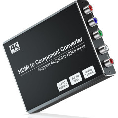 MISOTT 4K/60Hz HDMI į komponentinį keitiklį su mastelio funkcija, HDMI į komponentinį YPbPr keitiklį, suderinamas su HDMI 2.0 įvestimi ir 480i/576i komponentiniu išėjimu, HDMI į YPbPr