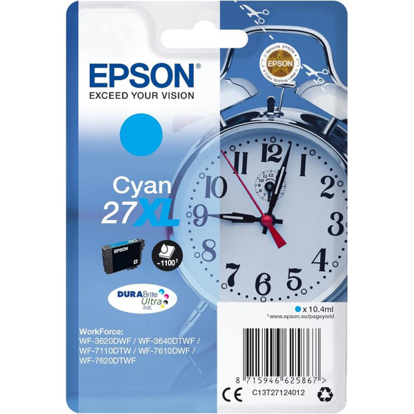 Epson oriģinālās modinātāja 27 tintes kasetnes - WF-3620DWF WF-3640DTWF WF-7110DTWF WF-7620DTWF WF-7610DWF WF-7720DTWF WF-7720DTWF WF-7715DWF WF-7710DWF WF-7210DTW xl