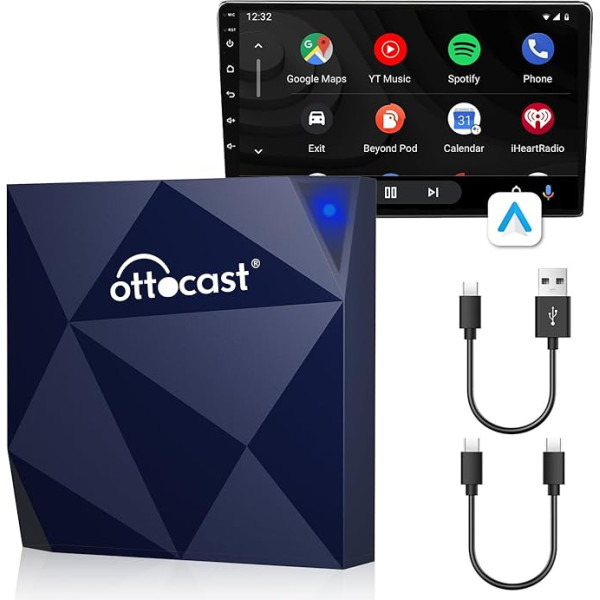 OTTOCAST Android automašīnas bezvadu adapteris OEM rūpnīcas vadu Android automašīnai, Android automašīnas bezvadu adapteris Plug Play, Android tālruņiem Pārveidot vadu Android automašīnu uz bezvadu