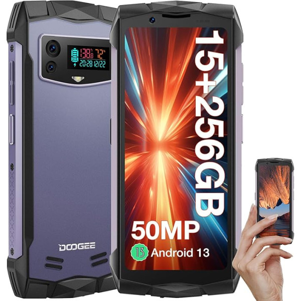 DOOGEE Smini [2023] izturīgs viedtālrunis, 15 GB + 256 GB bez tālrunis (TF 2 TB), 3000 mAh akumulators, Android 13 izturīgs viedtālrunis, 50 MP Handy, 4,5 Zoll QHD+, IP68/IP69K, NFC/Face ID/GPS