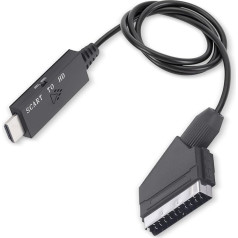 1080P SCART to HDMI Converter Adapter, SCART to HDMI Adapter Cable for Sound Video VHS VCR, DVD Recorder Devices, 1080P 720P HD Cable, Micro USB, DC5V Power Supply