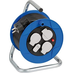 Brennenstuhl Garant Compact Cable Reel 3-Way with USB for Indoor Use (iekštelpu kabeļu rullis ar USB uzlādes funkciju un 15 m kabeli, ražots Vācijā), zils