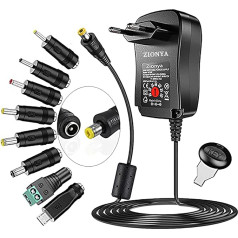 30W universāls maiņstrāvas adapteris ar līdzstrāvas 3V 4,5V 5V 6V 7,5V 9V 12V 1A 2A adapteris ar USB pieslēgvietu 5V 2A un 8 līdzstrāvas kontaktiem elektronikai mājsaimniecībā 2500mA Max