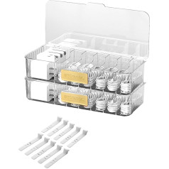 Yuragim Kabel Aufbewahrungsbox, 2Stück Durchsichtig Ladegerät Organizer Box Mit 10 Kabelbindern 8 Fächer, Staub Cable Organizer for Schreibtischaufbewahrung im Büro und Zuhause