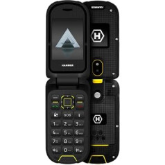 Salokāms saliekamais mobilais tālrunis Hammer DIG LTE 4G Robust, 2 ekrāni, bez Simlock, Dual SIM, bez līguma, 1200 mAh, 4G/LTE, ūdensizturīgs IP68